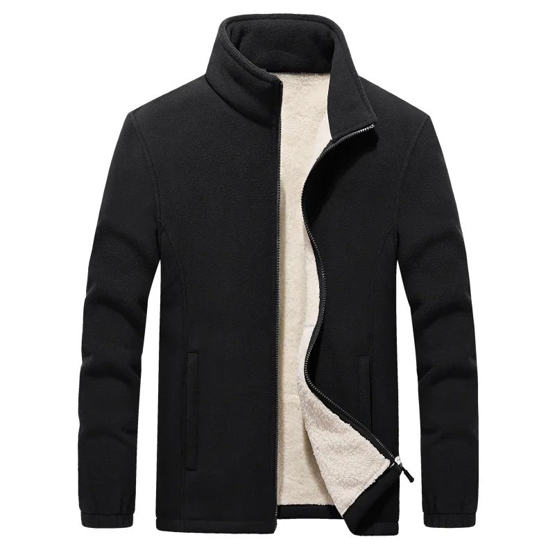 Warm lined fleece jacket with full zipper for men