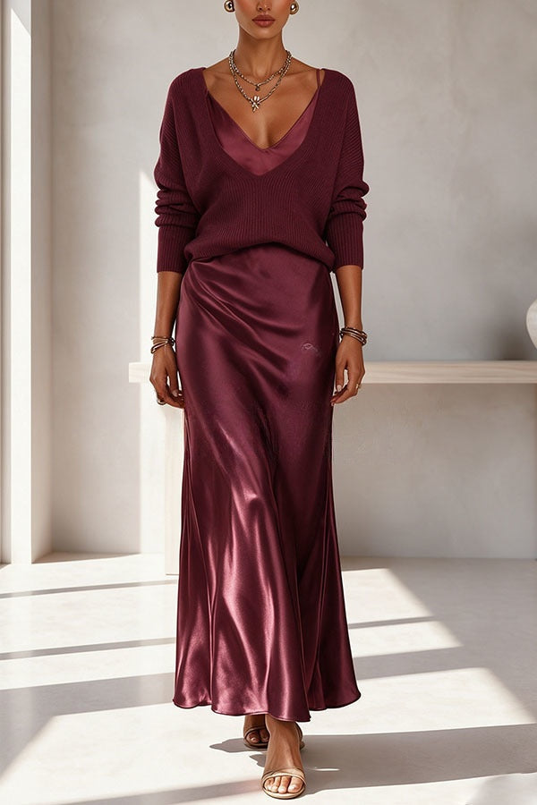 Velma | Sweater with Satin Dress Set