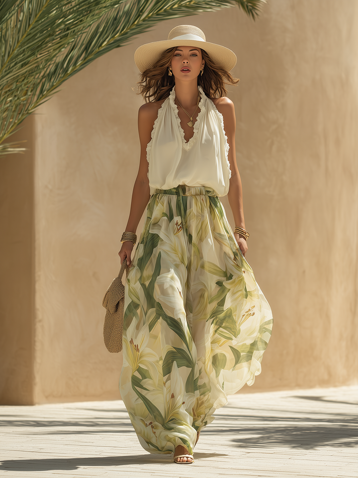 Lyselle - Elegant Airy Set with Floral Print