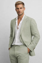 Men's Tailored Linen Two-Piece Suit – Structured Blazer & Trouser Set
