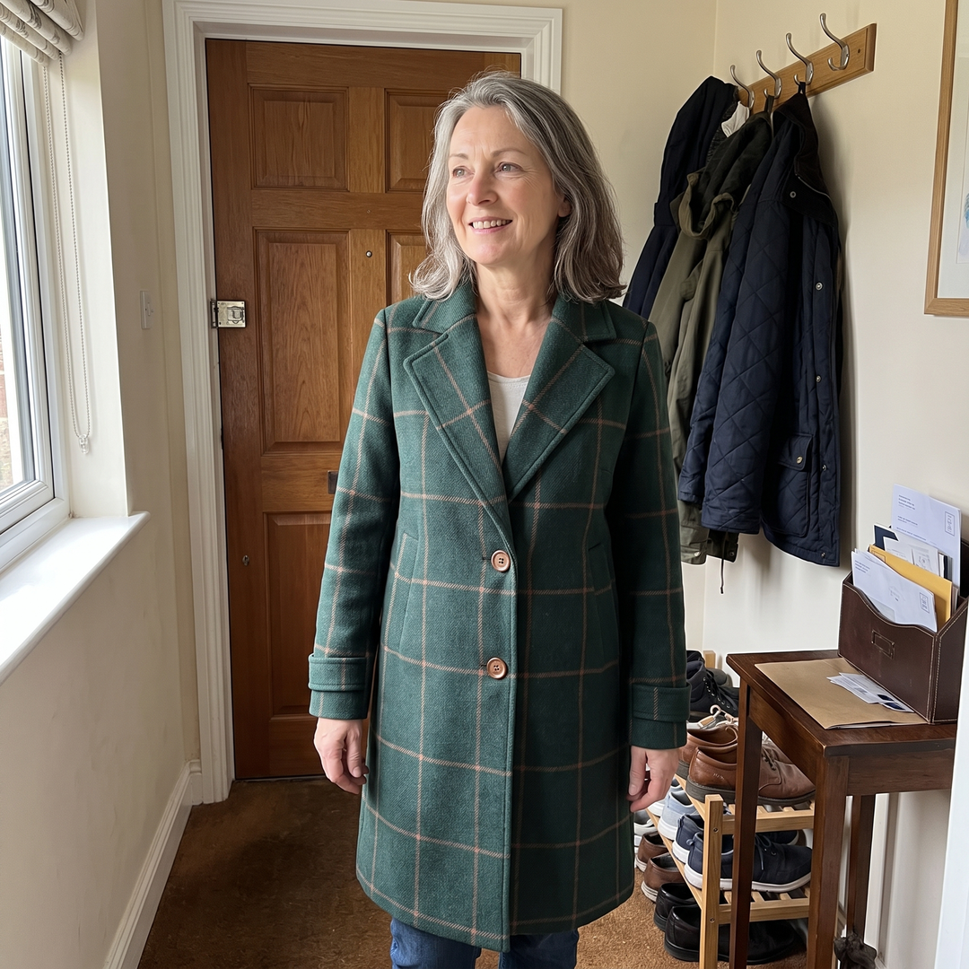 Helena | Classic and Modern Checkered Trench Coat