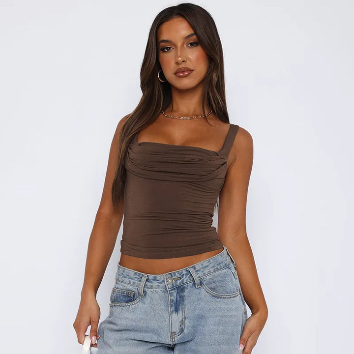Maryam | Top with Square Neckline and Pleats