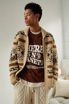Vintage Jacquard Knitted Men's Cardigan with Zipper Timeless Style Meets Modern Comfort