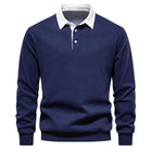 Men's Long Sleeve Polo Sweater with Round Neck Casual Sweater