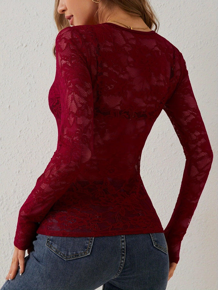 Annelot | Lace Bodysuit with Deep Neckline