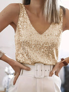Jennifer - Women's Sequin V-Neck Sleeveless Tank Top