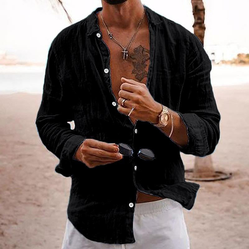 Ethan | Men’s Linen Long Sleeve Button-Up Shirt