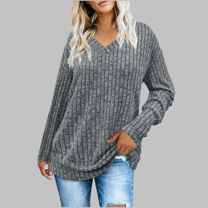 Sweater for women with V-neck and long sleeves