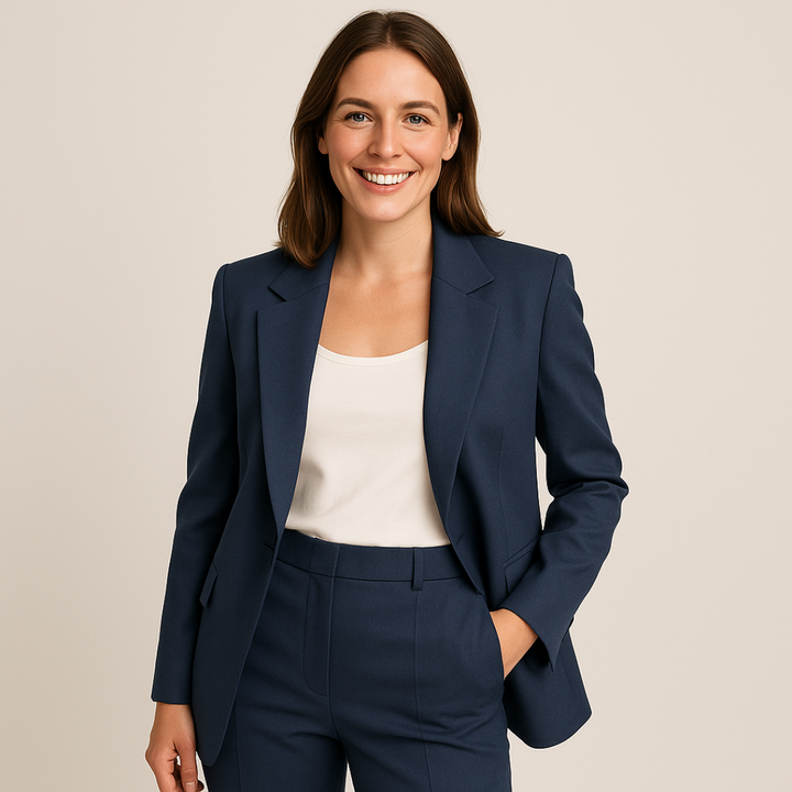 MADISON - Cropped Single-Button Blazer with Notch Lapel and Welt Pocket Detail