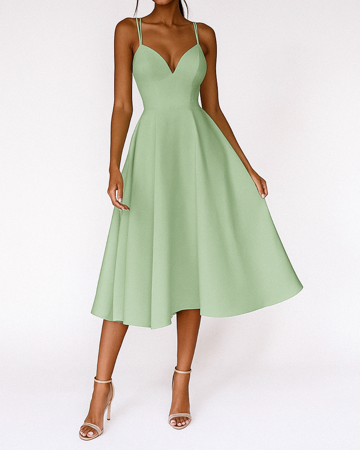 Women Wedding Guest Strappy Midi Dress