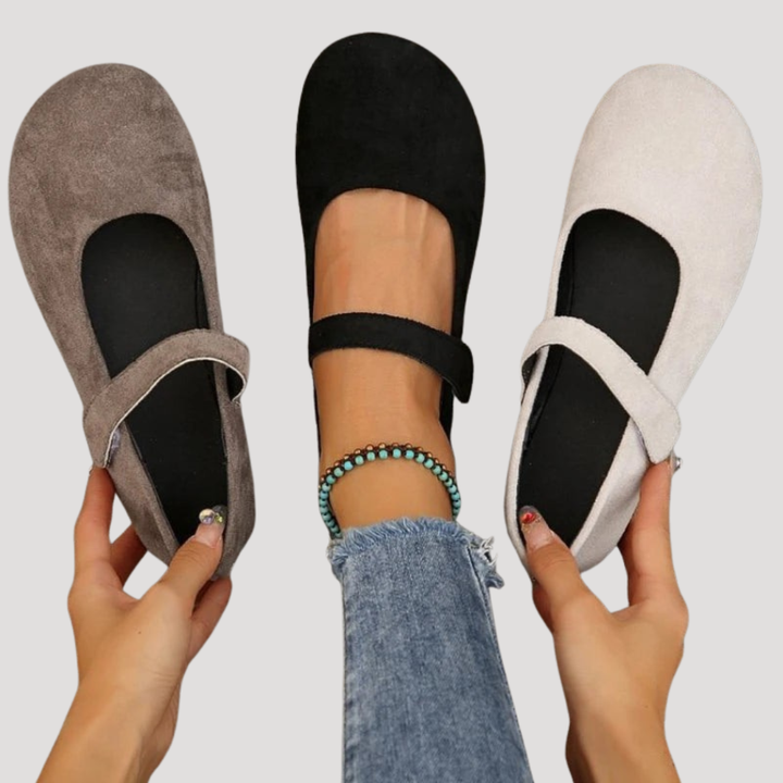 Ava | Suede Mary Jane Flats with Buckle Strap