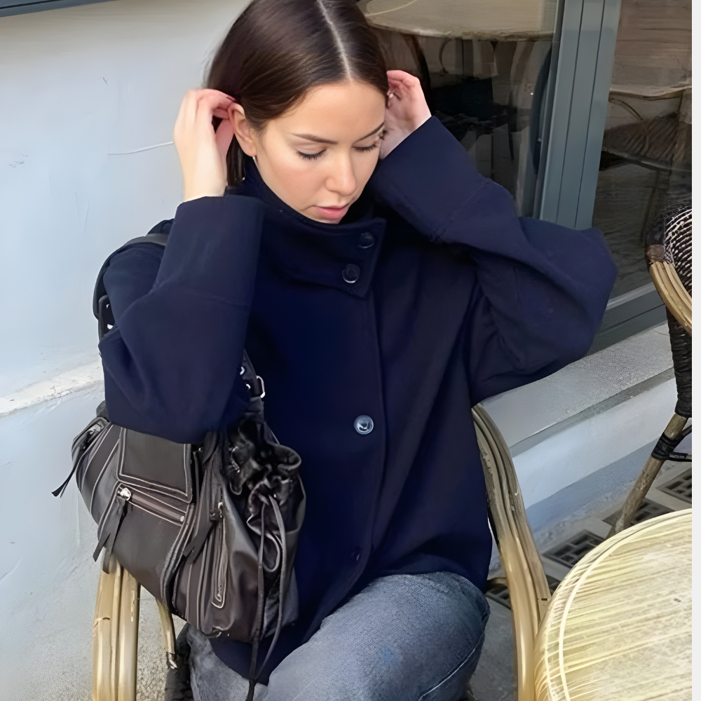 Women’s Stand Collar Jacket – Button Placket
