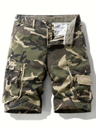Men's Bermuda Shorts with Camouflage Design and Pockets