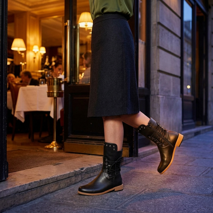 Rosalie | Vintage Inspired Fur Lined Lace Up Ankle Boots