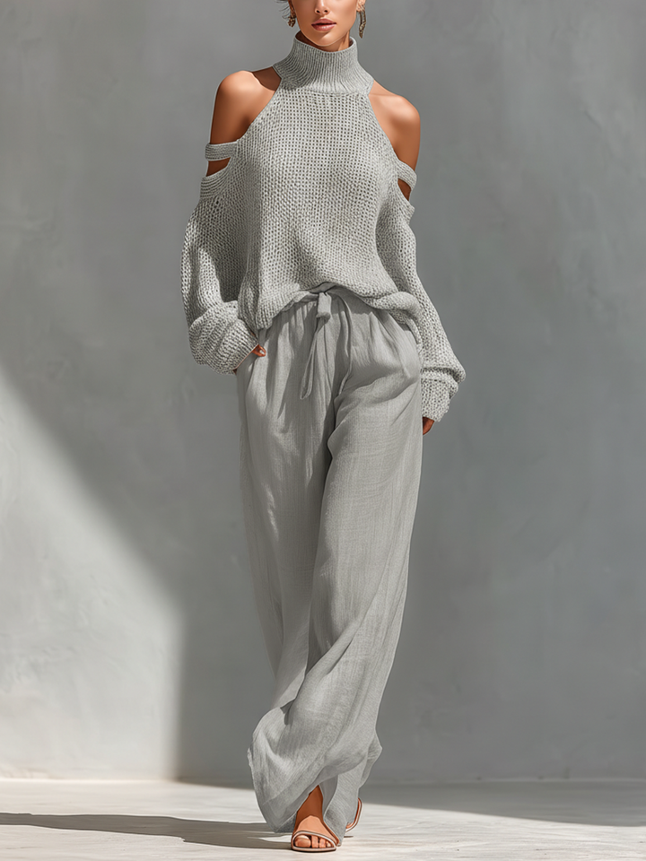 Diorelle - Set with Knitted Top and Wide Pants