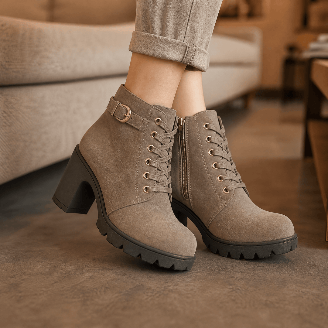 Adeline | Chic Fur Lined Chunky Heel Ankle Boots