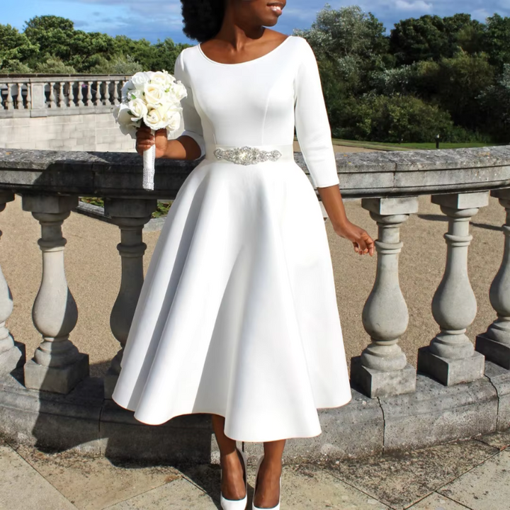 Women’s Classic A Line Midi Wedding Guest Dress