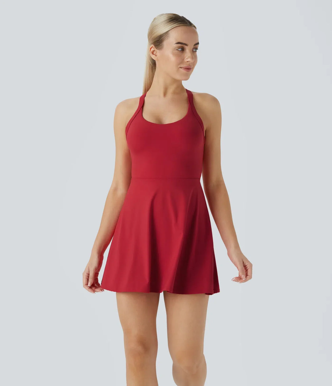 SOLIRA - Athletic Tennis Dress with Built-In Shorts and Crossback Straps