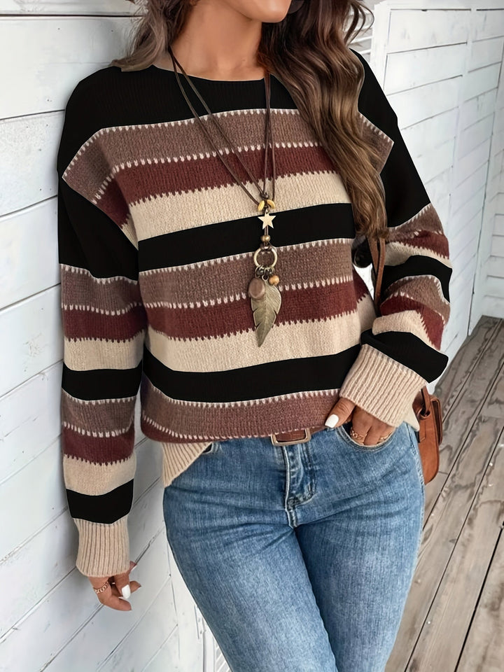 Delphine | Striped Sweater for Women with Round Neck