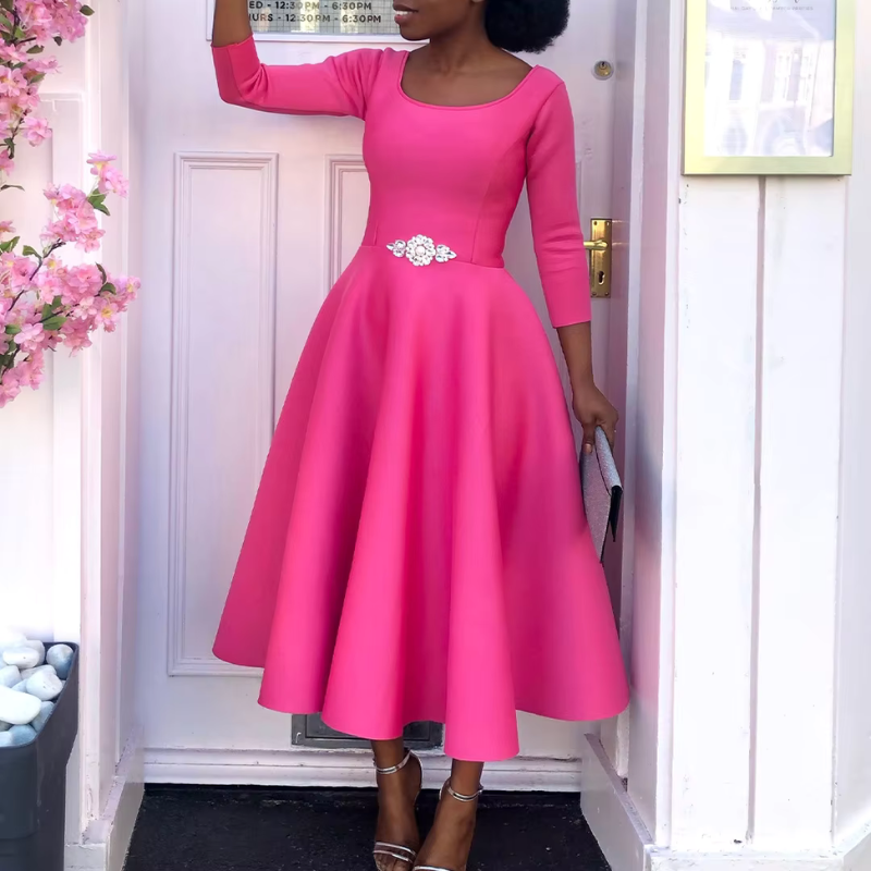 Women’s Classic A Line Midi Wedding Guest Dress