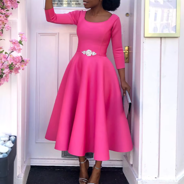 Women’s Classic A Line Midi Wedding Guest Dress