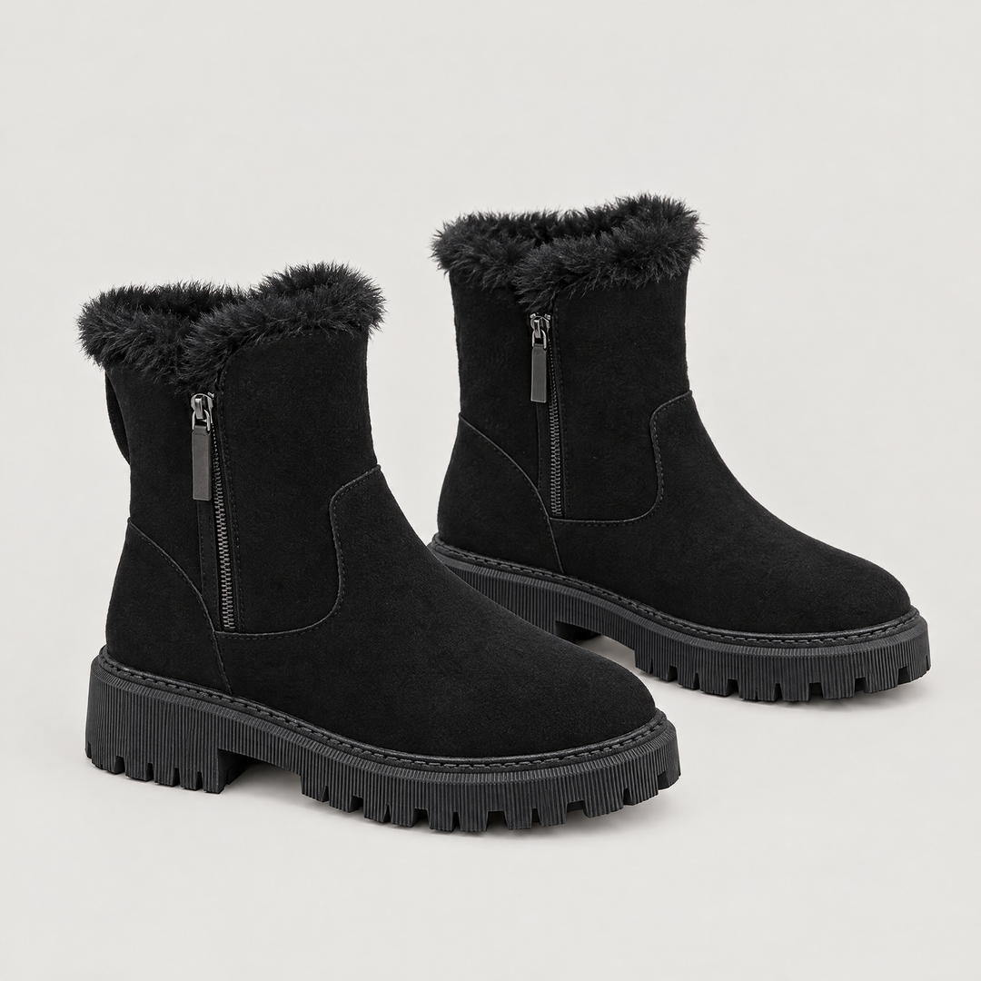 Amelia | Stylish Chunky Sole Fur Lined Ankle Boots