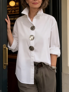 Betty - Women's Oversized Button-Front Shirt with Spread Collar