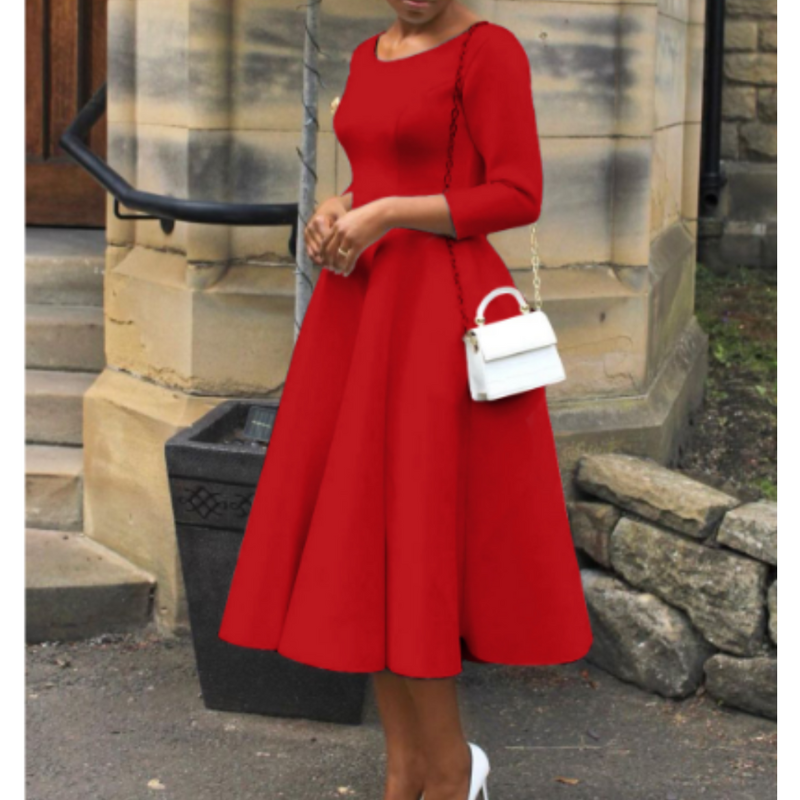 Women’s Classic A Line Midi Wedding Guest Dress