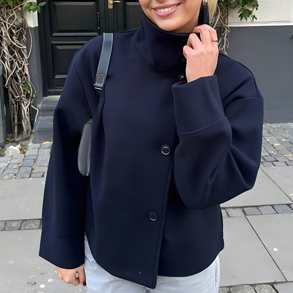 Women’s Stand Collar Jacket – Button Placket