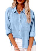 Emma - Women's Shirt Blouse with Chest Pocket and Loose Fit