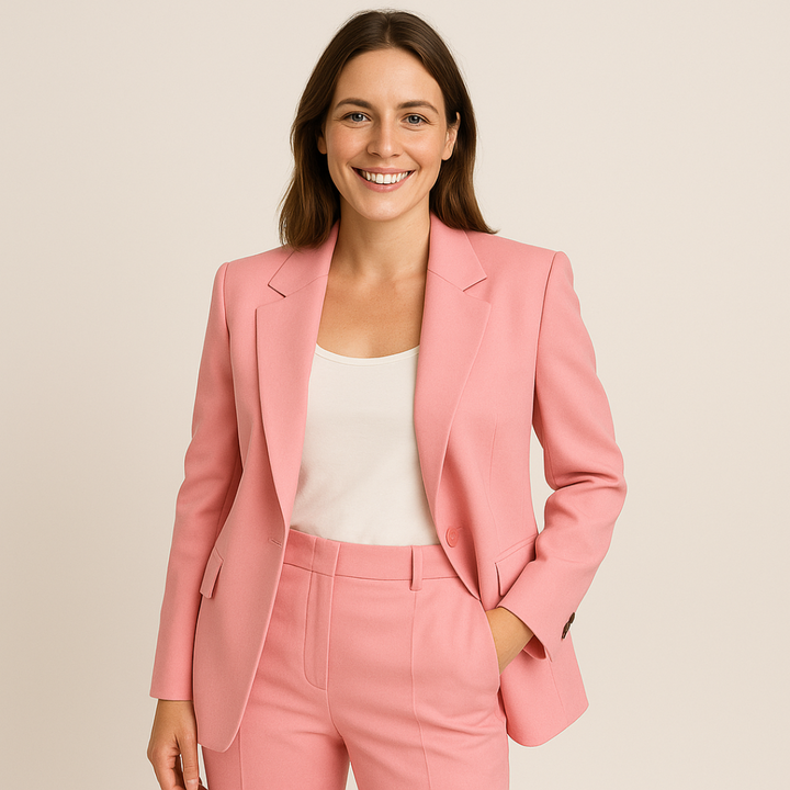 MADISON - Cropped Single-Button Blazer with Notch Lapel and Welt Pocket Detail