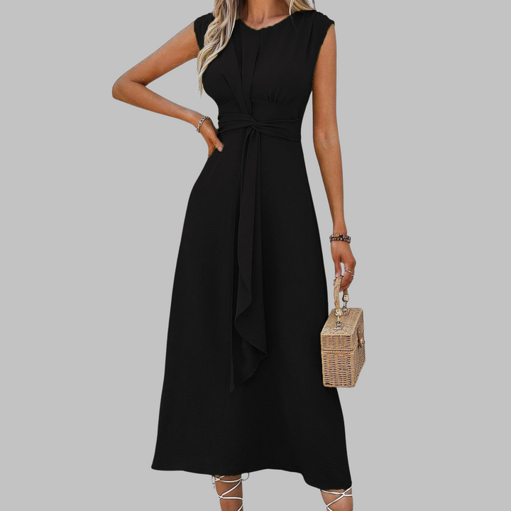 Natalie | Women’s Sleeveless Belted A Line Midi Dress