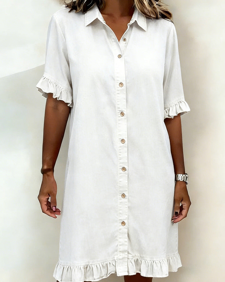 Harper Atelier® | Comfortable Denim Dress with Flattering Ruching