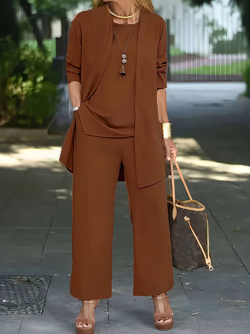 Anna - Three-Piece Blazer, Tank &amp; Wide-Leg Pants Co-ord Set