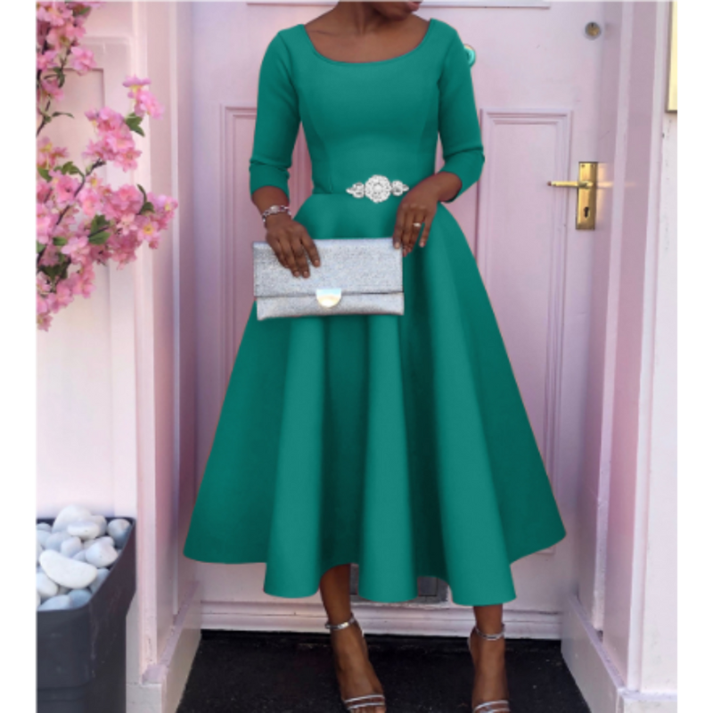 Women’s Classic A Line Midi Wedding Guest Dress