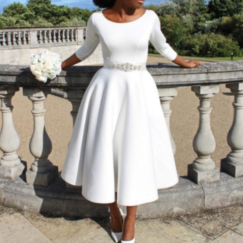 Women’s Classic A Line Midi Wedding Guest Dress