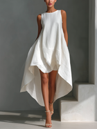Maria | Sleeveless Round Neck Asymmetric Hem Midi Dress