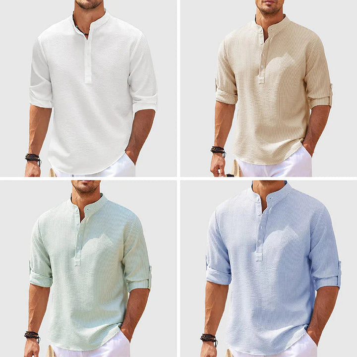 Long Sleeves with Stand-Up Collar and Solid Color