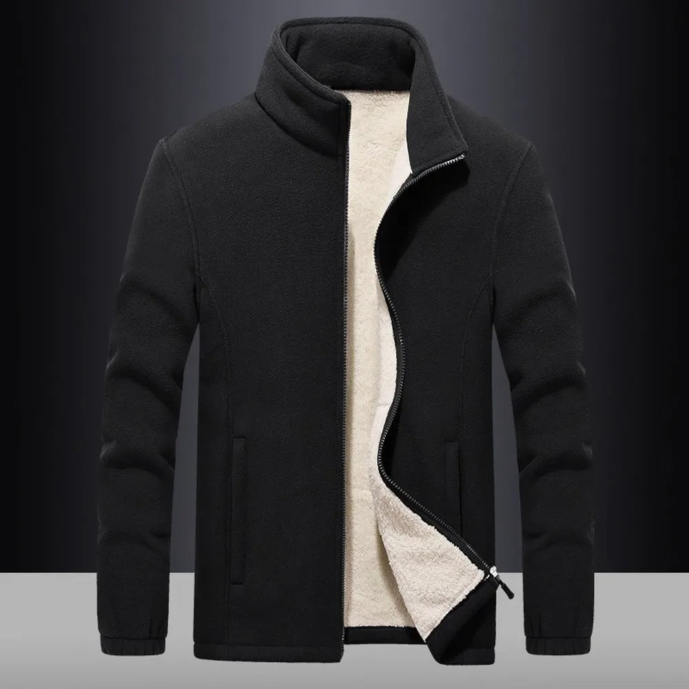 Warm lined fleece jacket with full zipper for men