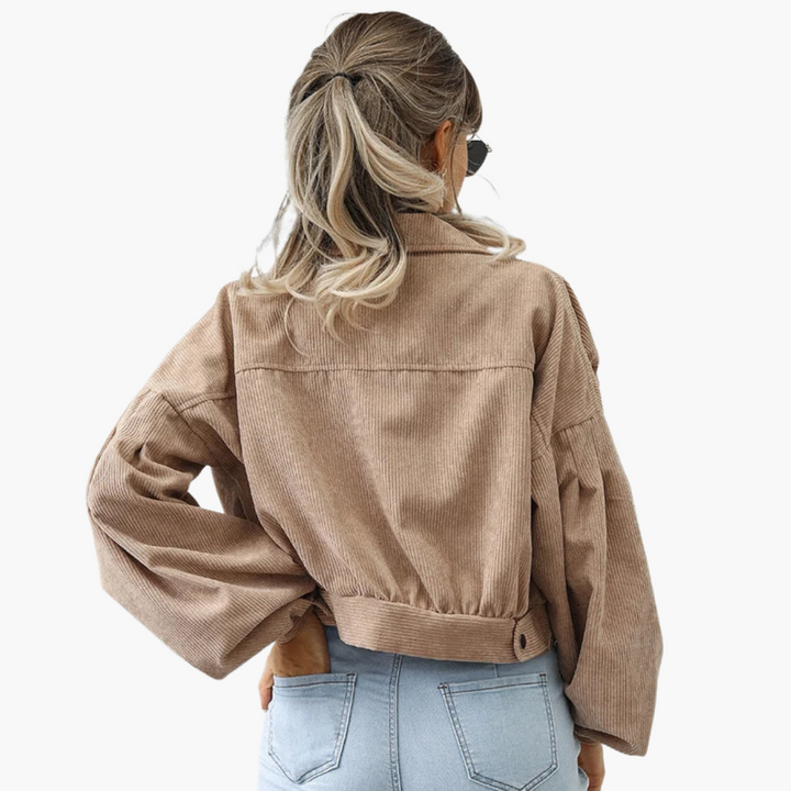 Linda - Oversized Cropped Corduroy Jacket with Balloon Sleeves