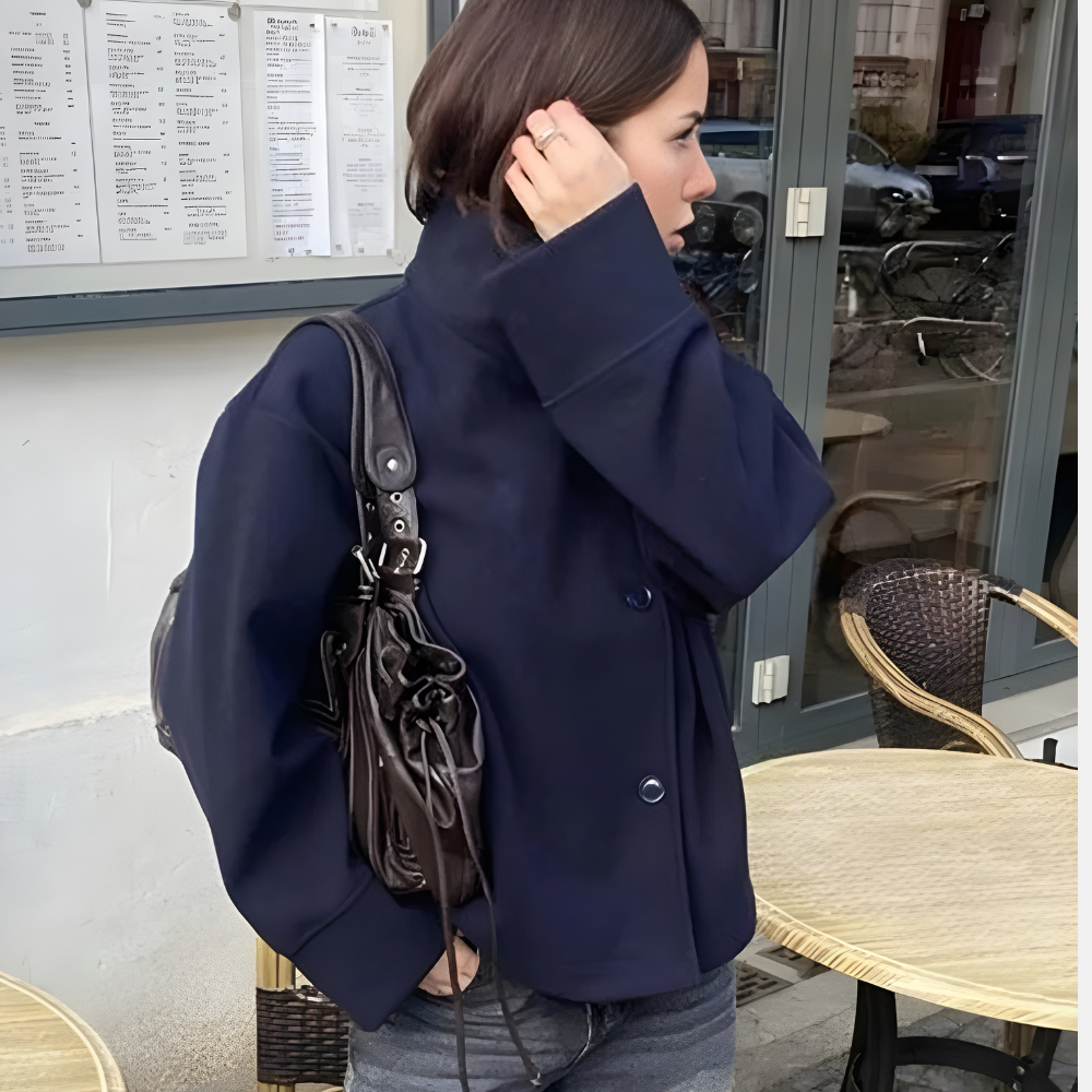 Women’s Stand Collar Jacket – Button Placket