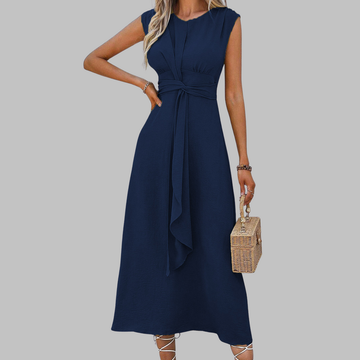 Natalie | Women’s Sleeveless Belted A Line Midi Dress
