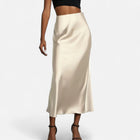 High-Waisted Satin Midi Skirt for Women