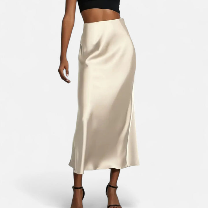 High-Waisted Satin Midi Skirt for Women