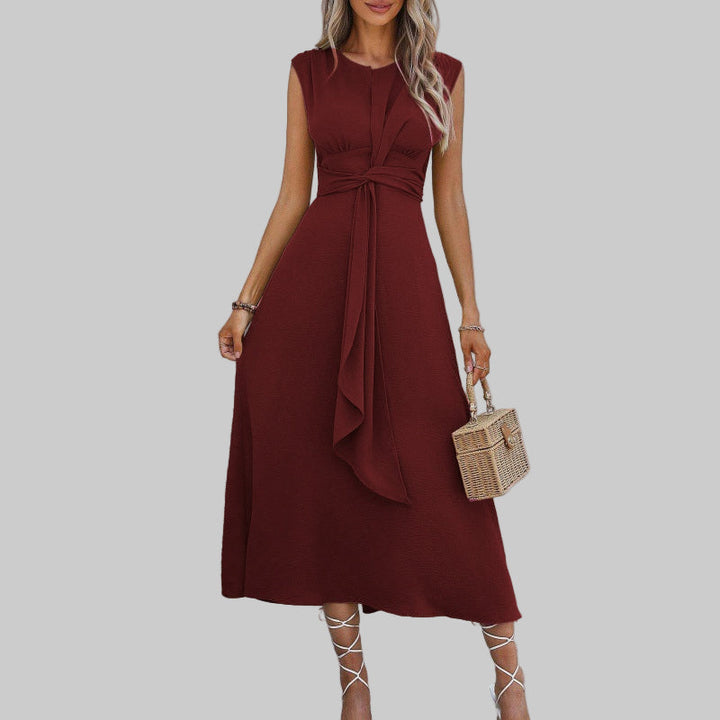 Natalie | Women’s Sleeveless Belted A Line Midi Dress