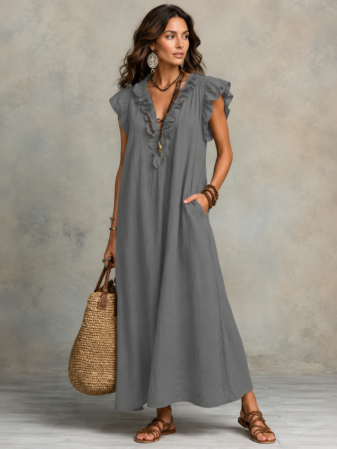 Camélia - Bohemian Belly-Hiding Maxi Dress