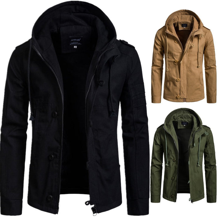 Hooded Jacket for Men with Cord and Pockets