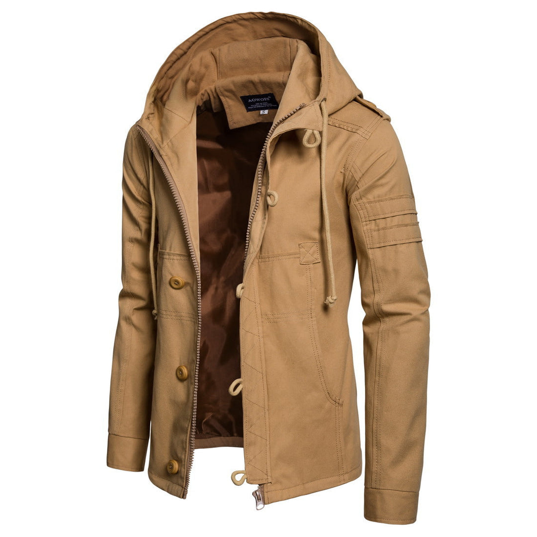 Hooded Jacket for Men with Cord and Pockets