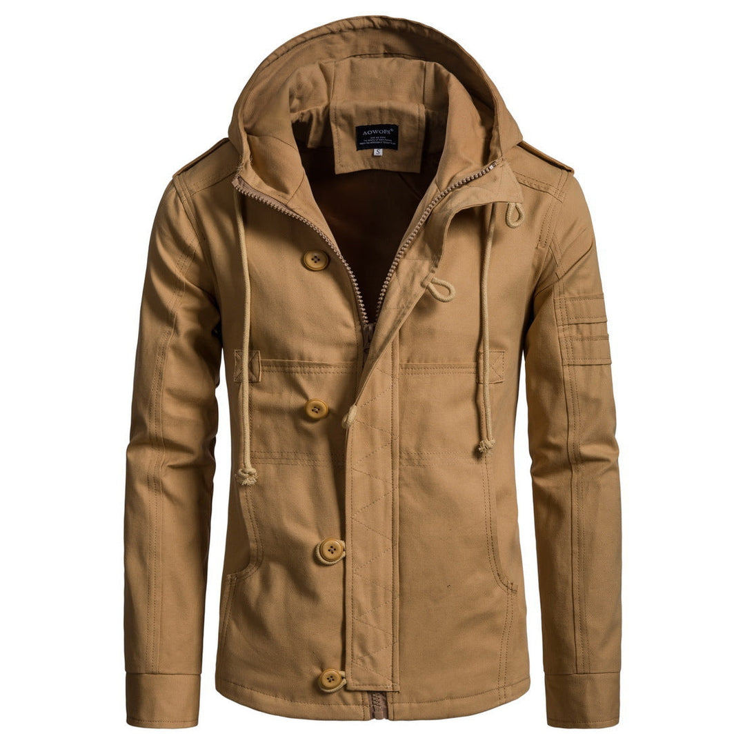 Hooded Jacket for Men with Cord and Pockets