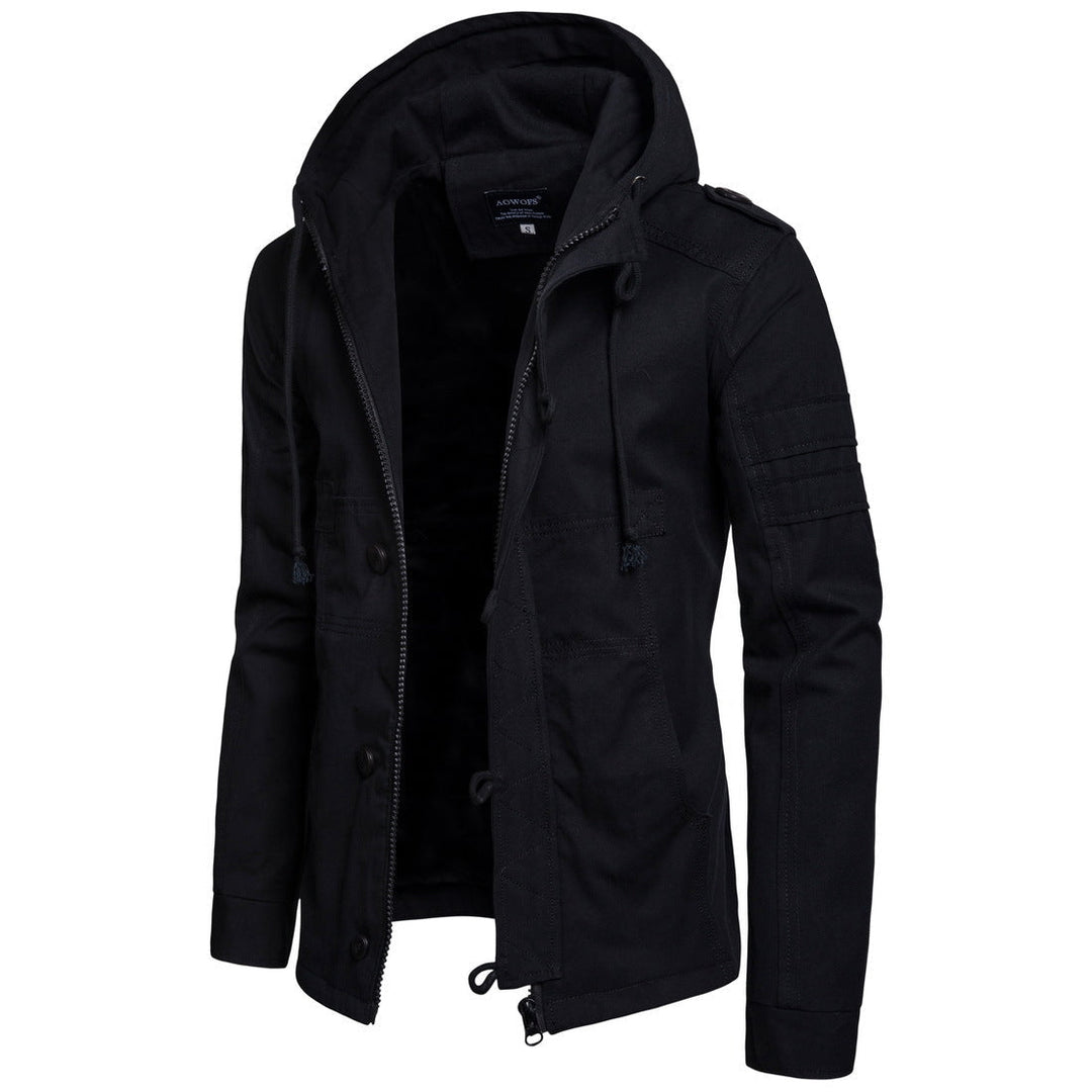 Hooded Jacket for Men with Cord and Pockets